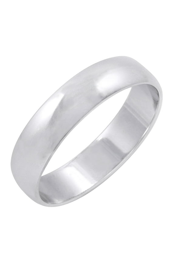 Men's Solid 10K White Gold 5mm Classic Plain Wedding Band Ring Size 9