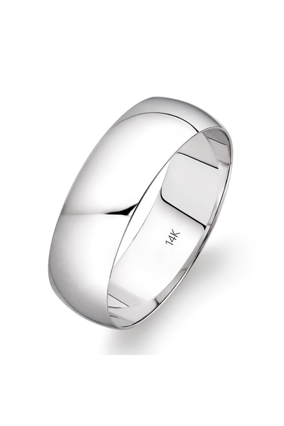 Men's 10K White Gold 6mm Traditional Plain Wedding Band (Available Ring Sizes 8-12 1/2) Size 10