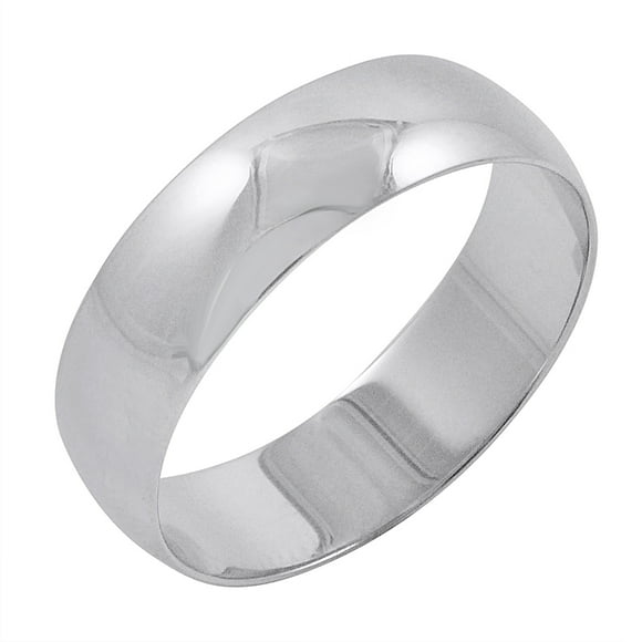 Men's 10K White Gold 6mm Traditional Plain Wedding Band  (Available Ring Sizes 8-12 1/2) Size 11