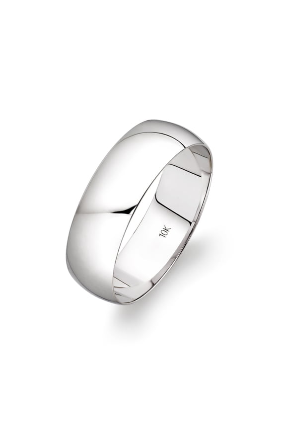 Men's 10K White Gold 6mm Traditional Plain Wedding Band Ring Size 13.5