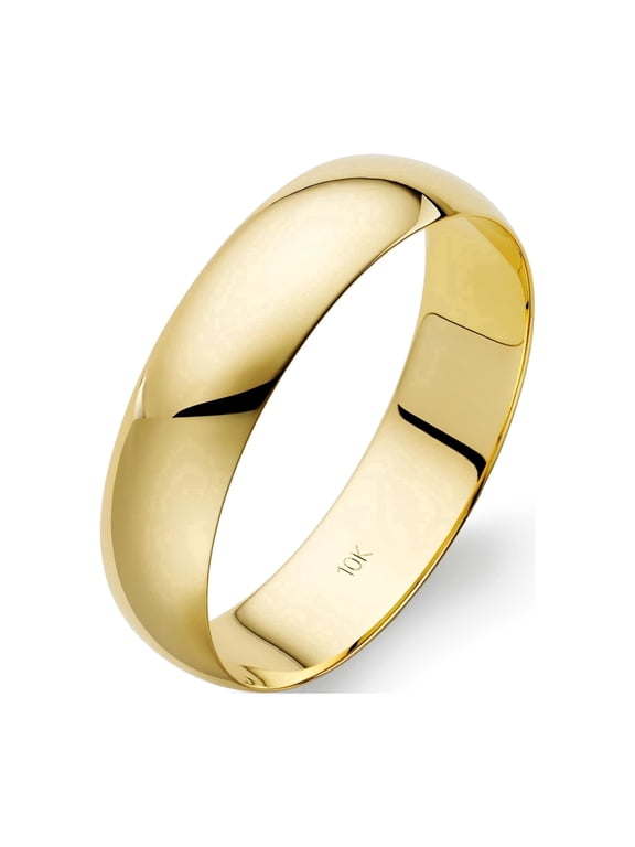 Men's 10K Solid Gold Wedding Band, 5mm, Classic Fit, High-Polish Ring, 10K Yellow Gold (Stamped for Authenticity), Size 8