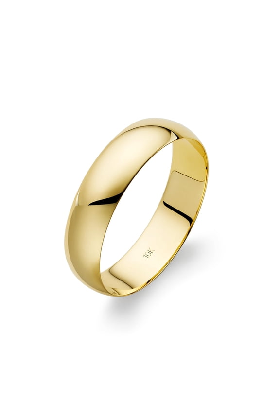 Men's 10K Solid Gold Wedding Band, 5mm, Classic Fit, High-Polish Ring, 10K Yellow Gold (Stamped for Authenticity), Size 9