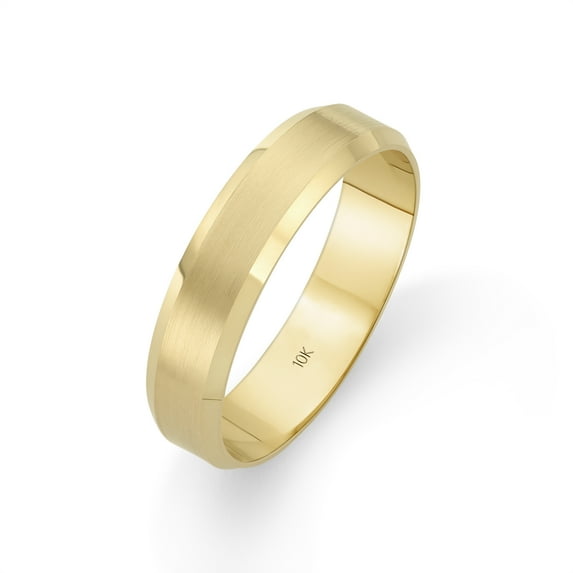 Men's 10K Yellow Gold 5mm Comfort Fit Beveled Edge Satin Finish Wedding Band (Available Ring Sizes 8-12 1/2) Size 8.5