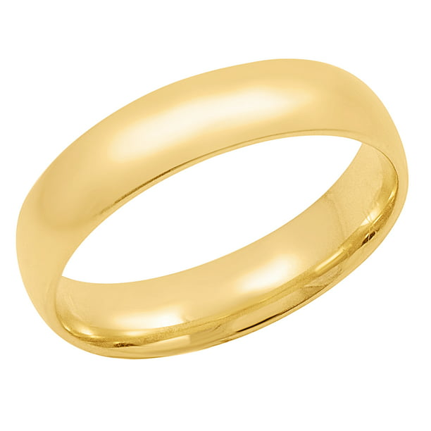 Men's 10K Yellow Gold 5mm Comfort Fit Plain Wedding Band (Available ...