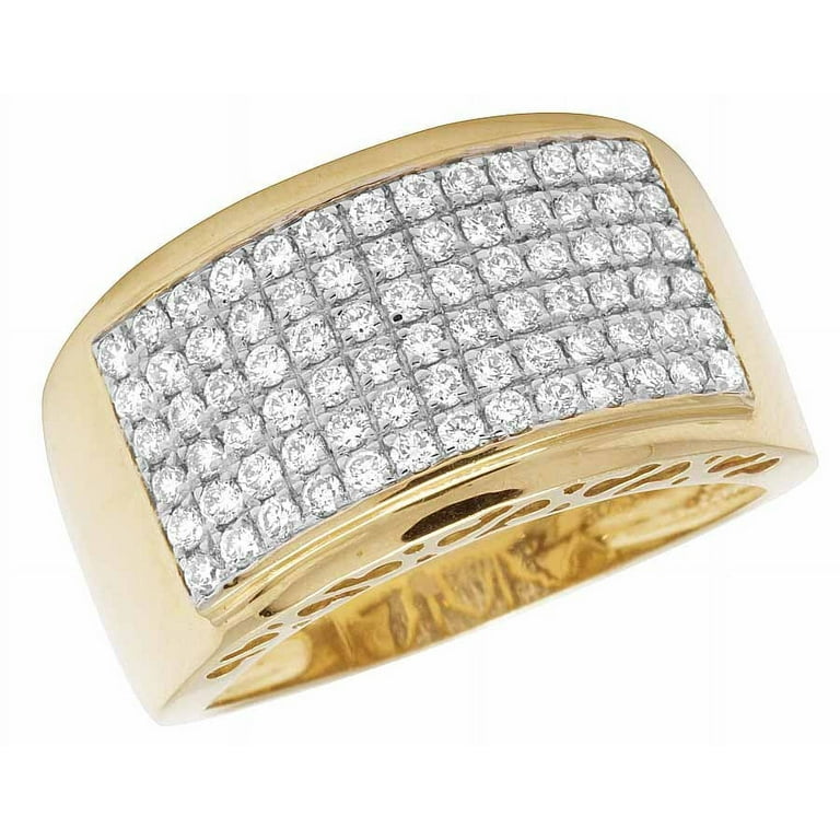 Men's 10K Yellow Gold Real Diamond Pinky Band Ring 13MM