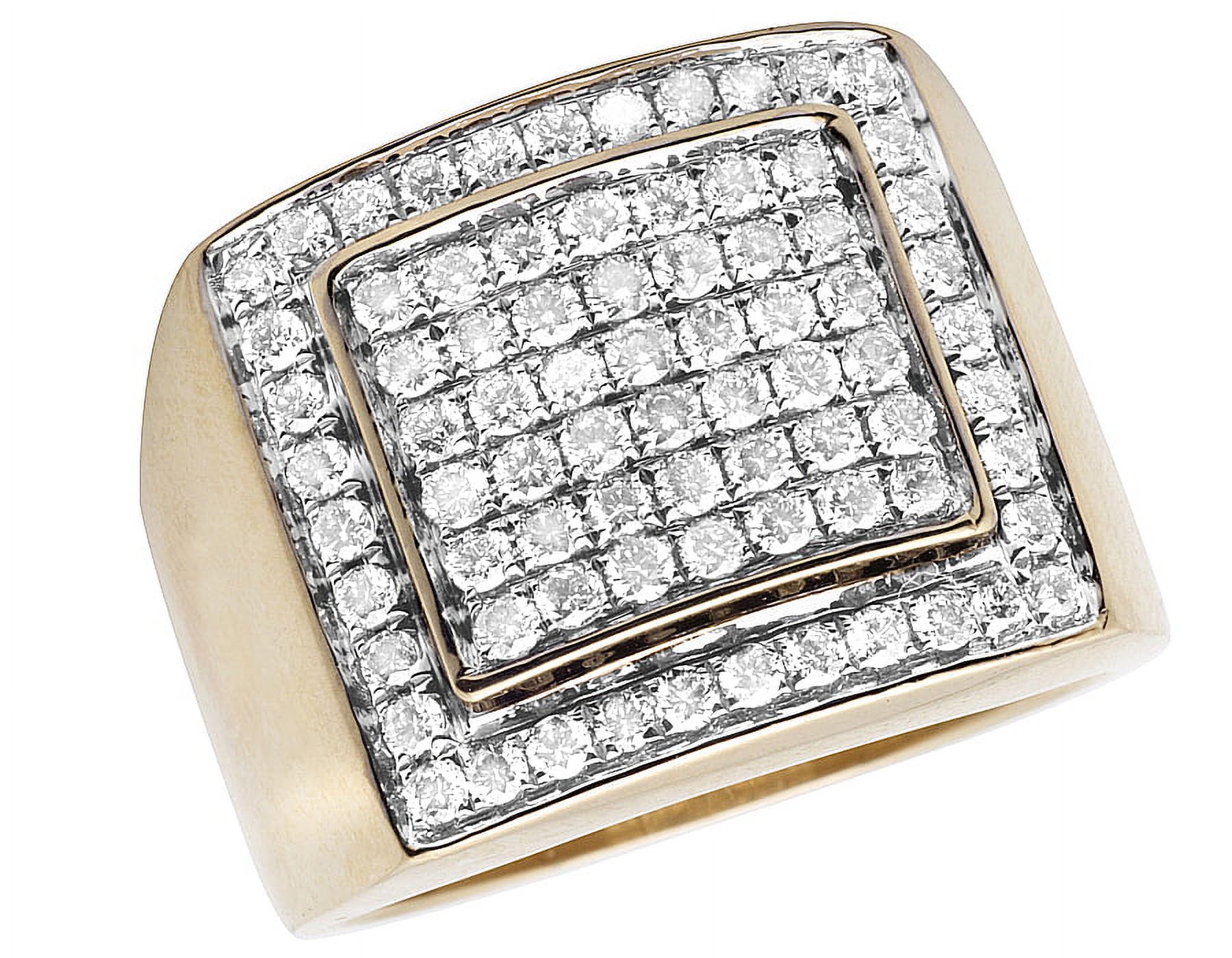 Men's 10K Yellow Gold Real Diamond Square Pinky Statement