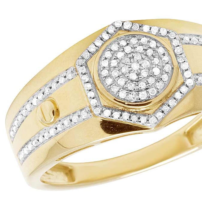 Men's 10K Yellow Gold Real Diamond Wedding Band Ring 1/4 CT 11MM