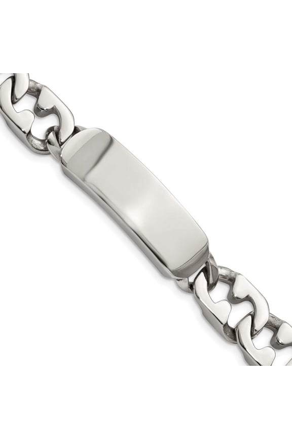 Men's 10mm Polished Stainless Steel Engravable ID Bracelet, 8.75 Inch