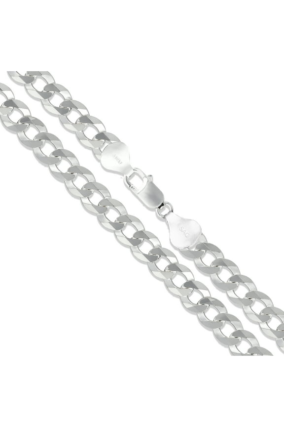 Men's 10mm Solid .925 Sterling Silver Flat Curb Chain Link Italy Bracelet 8" Jewelry Female Unisex