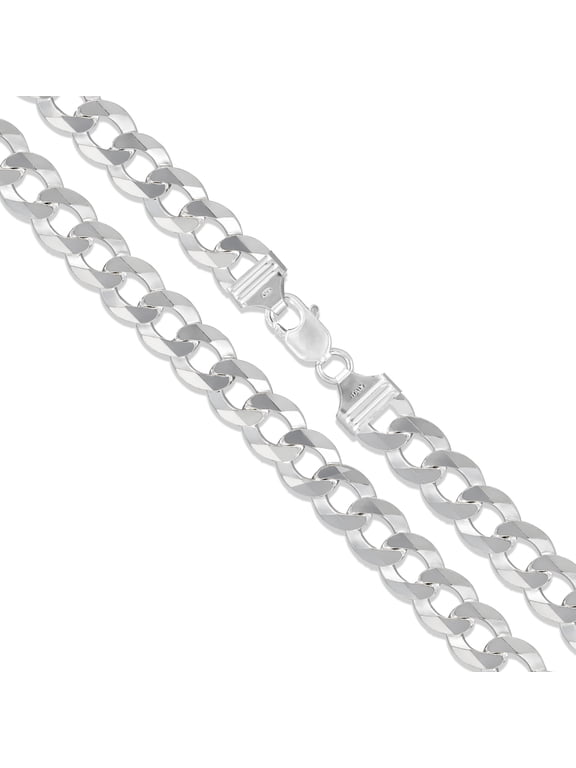 Men's 11.5mm Solid .925 Sterling Silver Flat Curb Chain Link Italy Bracelet 8" inch Jewelry Female