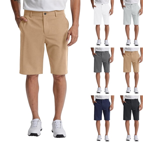Men's 12" Golf Shorts Quick Dry Casual Shorts Dress Shorts Flat Front Stretch Lightweight for Work Business,M,#03 Khaki