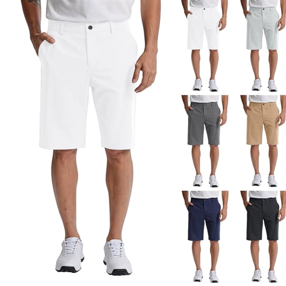 Men's 12" Golf Shorts Quick Dry Casual Shorts Dress Shorts Flat Front Stretch Lightweight for Work Business,M,#03 White