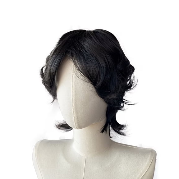 Men's 12 Inch Synthetic Cosplay Hair Wigs with Wolf Tail Design for Parties and Role Play Breathable, lightweight