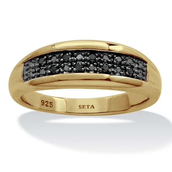 Men's .12 TCW Gold Over Sterling Silver Black Diamond Ring