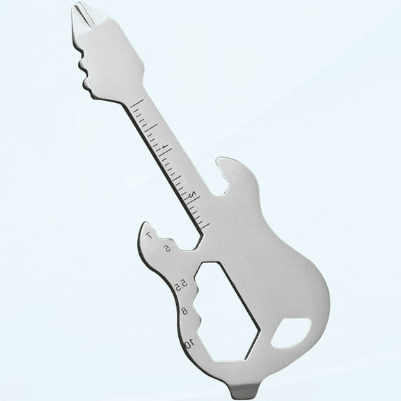 Men's 12-in-1 Guitar Modeling Pocket Tool - Compact Multitool with Bit Driver, Wrench, Ruler, Bottle Opener, and More