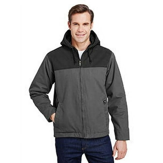 Men's 12 oz. 100% Cotton Canvas Hooded Terrain Jacket - CHARCOAL - S