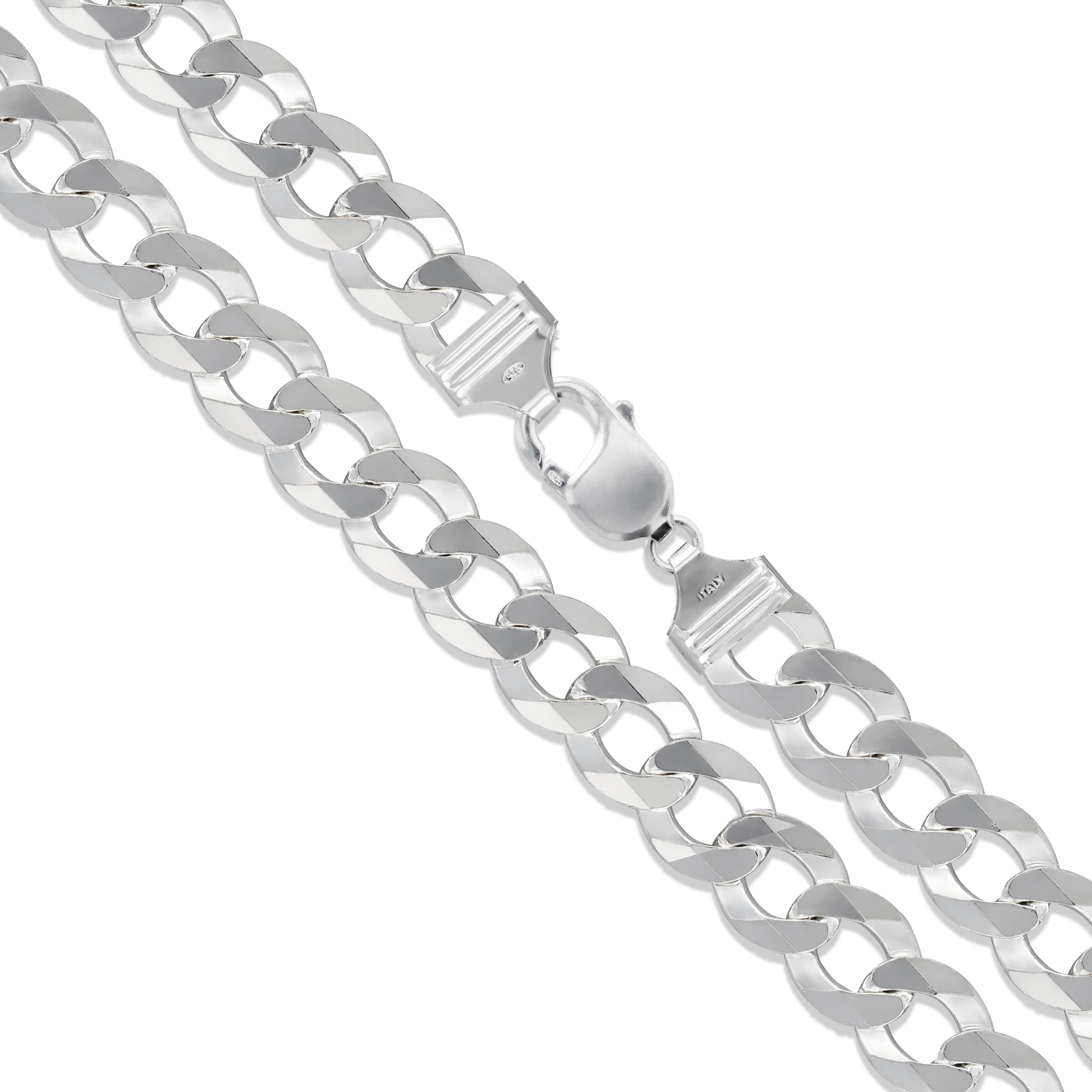 Men's 13mm Solid .925 Sterling Silver Flat Curb Chain Link