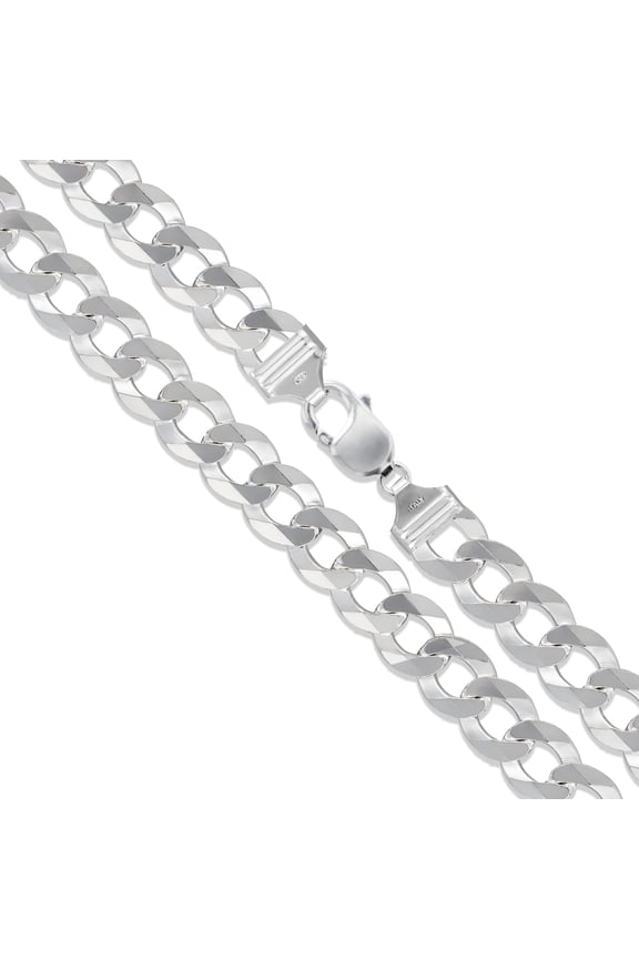 Men's 13mm Solid .925 Sterling Silver Flat Curb Chain Link Italy Bracelet 8" inch Jewelry Female