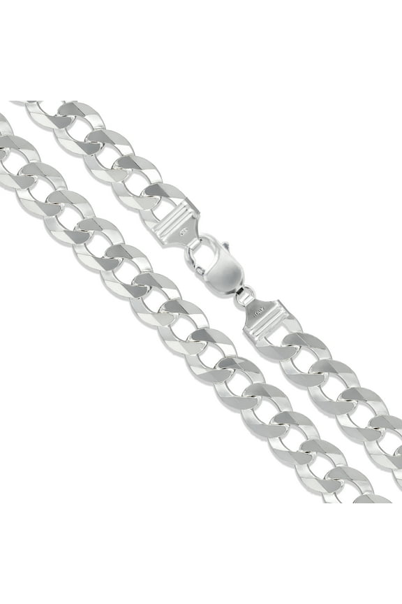 Men's 14.8mm Solid .925 Sterling Silver Flat Curb Chain Link Italy Bracelet 9" Jewelry Female Unisex