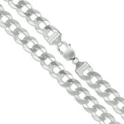 SAC SILVER Men's 14.8mm Solid .925 Sterling Silver Flat Curb Chain Link Italy Necklace 26" Jewelry Female