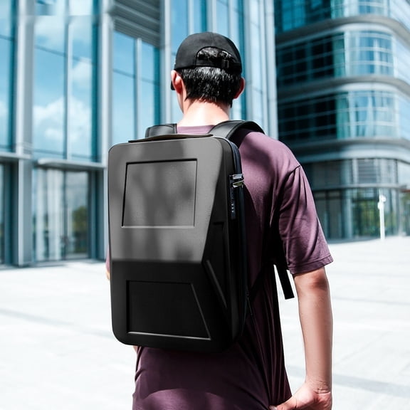 Men's 14-inch Computer Bag With Scalable Hard Shell Business Backpack,Black