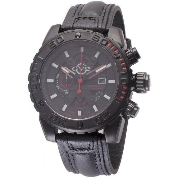 Men's 1404 Octopus Chronograph Black Leather Date Wristwatch