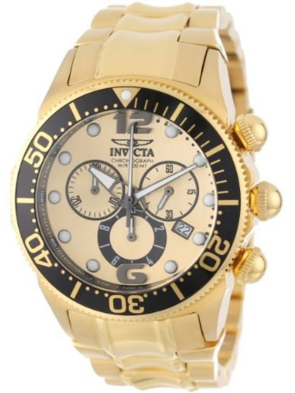 Men's 14204 Large Lupah Chronograph Gold Dial 18k Gold Ion-Plated