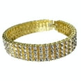 thumbnail image 1 of Men's 14K Gold Plated Bracelet 4 Row Iced Bling Four Rows Heavy Pharaoh 8" Inch, 1 of 10