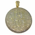 thumbnail image 1 of Men's 14K Gold Plated "Ice Age" Heavy Hip Hop Medallion Round Bling Iced Micro Pave Bust Down Pendant, 1 of 5