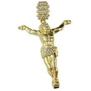 Mens 14K Gold Plated Jesus Body Pendant Hip Hop Crucifix 3.5" Medium Size Charm