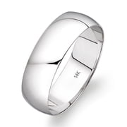 Mens 14K Solid Gold Wedding Band, 6mm, Classic Fit, High-Polish Ring, 14K White Gold Stamped for Authenticity, Size 14
