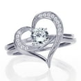thumbnail image 1 of Men's 14K White Gold 0.5 Carat Round CZ 2 pc Interlocking Heart Wedding Engagement Bridal Ring Set (Size 5 to 9), 1 of 3