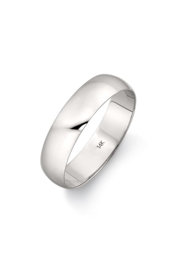 Men's 14K White Gold 5mm Traditional Classic Plain Wedding Band Ring Size 9.5