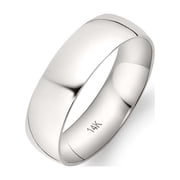 Oxford Ivy Mens Solid 14K White Gold Comfort Fit Plain Wedding Band Ring Size 14