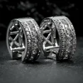 thumbnail image 1 of Men's 14K White Gold Plated Sterling Silver Huggie Hoop Earrings with Cubic Zirconia – Hypoallergenic & Stylish, 1 of 2