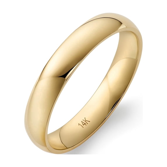 14K Yellow Gold Comfort Fit Wedding Band, High-Polish, for Men or Women, Size13