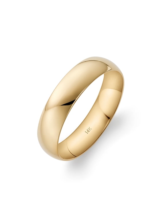Men's 14K Yellow Gold 5mm Comfort Fit Plain Wedding Band (Available Ring Sizes 8-14) Size 11