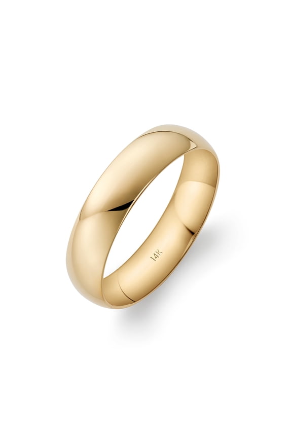Men's 14K Yellow Gold 5mm Comfort Fit Plain Wedding Band (Available Ring Sizes 8-14) Size 11