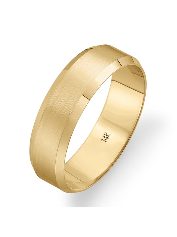 Men's 14K Yellow Gold 6MM Comfort Beveled Edge Wedding Band (Available Ring Sizes 8-12 1/2) Size 10.5