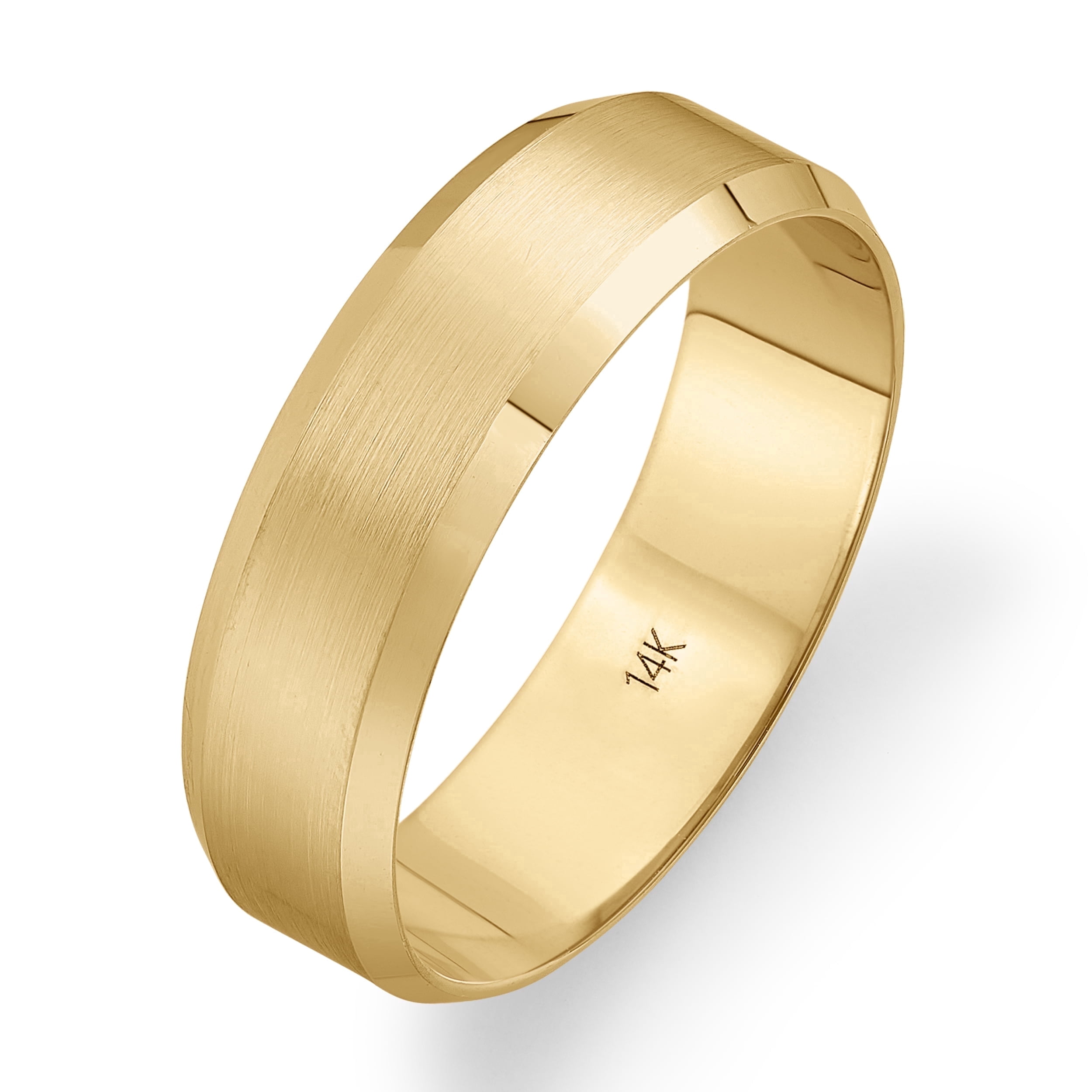 Men's 14K Yellow Gold 6MM Comfort Beveled Edge Wedding Band (Available Ring Sizes 8-12 1/2) Size 9