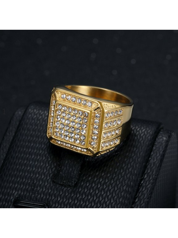 Square Top Statement Signet Band Ring For Men Women, 14K Gold Filled Sleek Profile Classic Understated Craft Jewelry