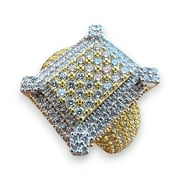 ICEBROS Men's 14k Gold Big Square Iced-out 3.8 Carat Moissanite Rings 925 Sterling Silver Hip-Hop Jewelry