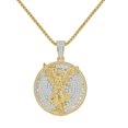 thumbnail image 1 of Men's 14k Gold On Real Silver Angel Mexican Independence Monument Over Gold Finish Pendent Charm, 1 of 7