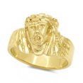 thumbnail image 1 of Men's 14k Gold Plated 19mm Wide Polished Jesus Christ Profile Ring - Size 10.5, 1 of 7