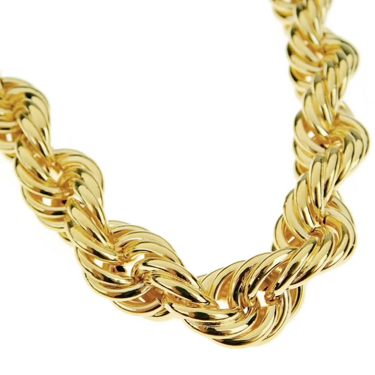 Men's 14k Gold Plated Rope Chain Necklace 30