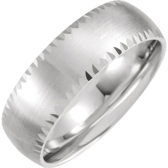 Men's 14k X1 White Gold 7mm Faceted Edge Bridal Wedding Engagement Anniversary Band Ring with Satin Finish Fine Jewelry For Men Gifts For Him, Size 18