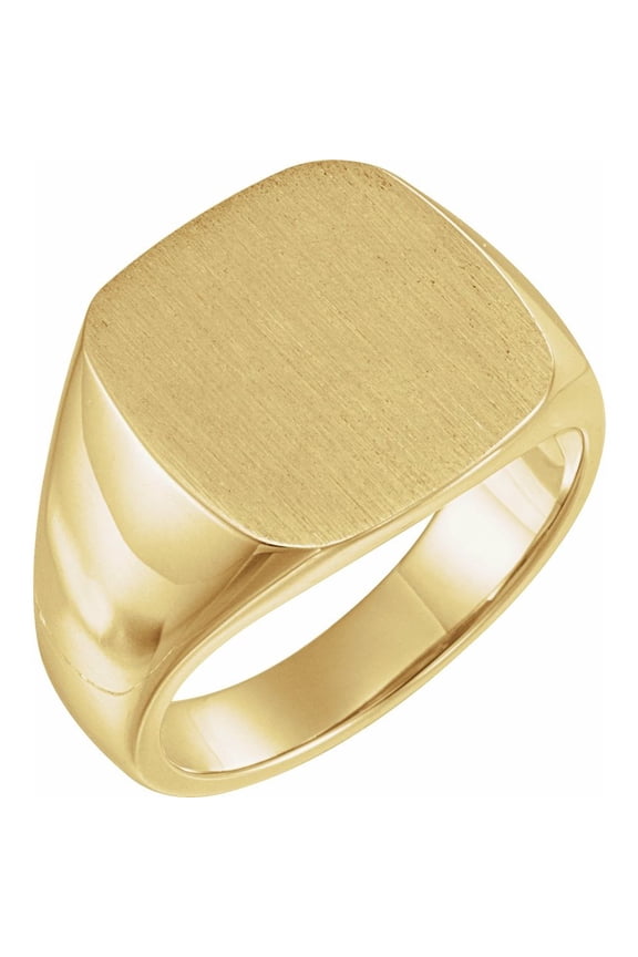 Men's 14k Yellow Gold 16mm Square Shape Signet Metal Fashion Ring Fine Jewelry For Men Gifts For Him, Size 11