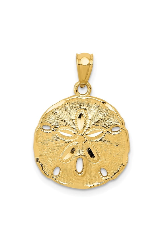 Men's 14k Yellow Gold Large Sand Dollar Pendant Fine Jewelry For Men Gifts For Him