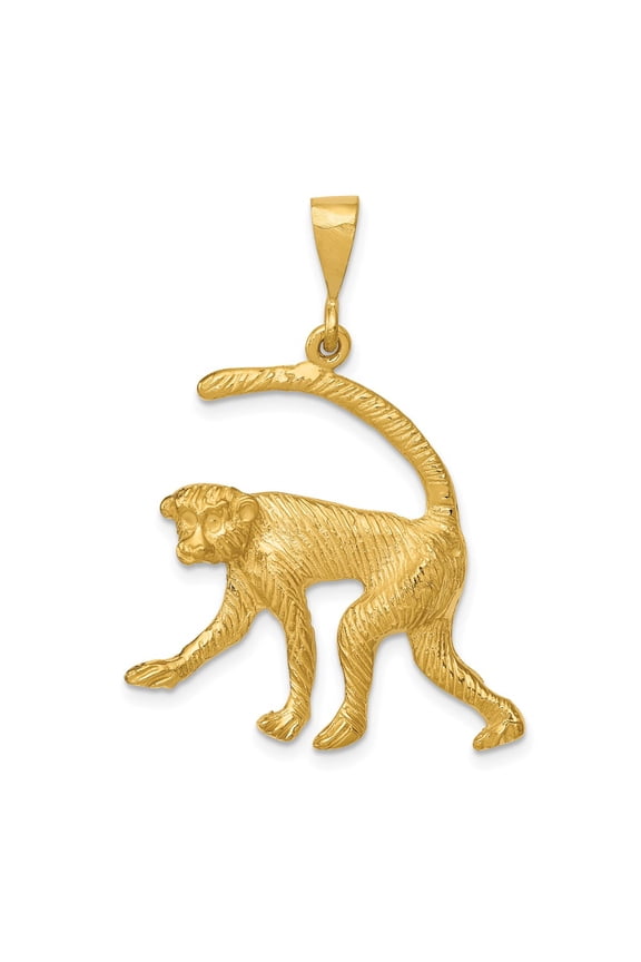 Men's 14k Yellow Gold Monkey Charm Pendant Fine Jewelry For Men Gifts For Him