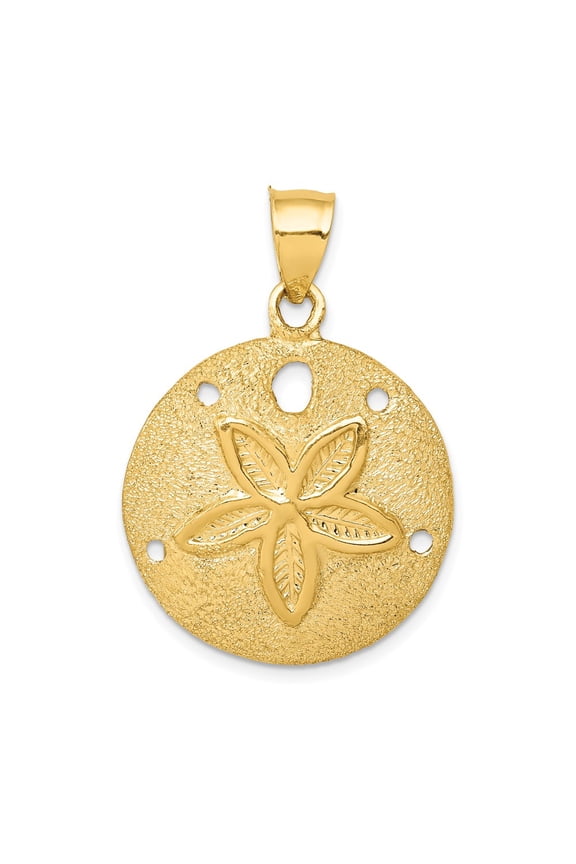 Men's 14k Yellow Gold Solid Sand Dollar Pendant Fine Jewelry For Men Gifts For Him